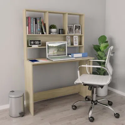 Vidaxl Desk With Shelves Sonoma Oak 43.3"x17.7"x61.8" Chipboard, 800390 In Brown