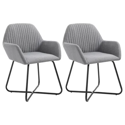 Vidaxl Dining Chair Set Of 2 Light Grey Polyester Standard Ergonomic