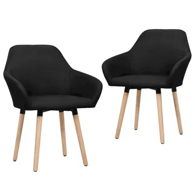 Vidaxl Dining Chairs 2 Pcs Black Fabric In Brown