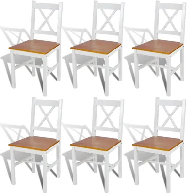 Vidaxl Dining Chairs 6 Pcs White Pinewood, 271497