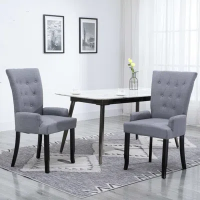 Vidaxl Dining Chairs With Armrests 2 Pcs Light Gray Fabric