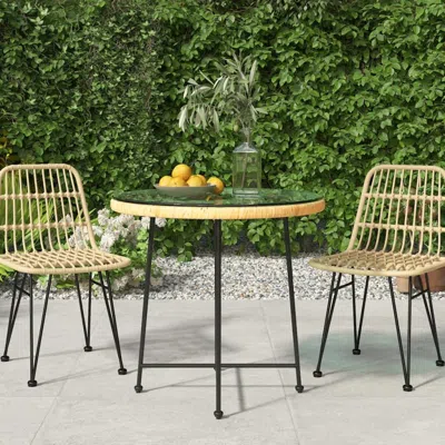 Vidaxl Dining Table Ã˜31.5"â Tempered Glass And Steel In Neutral