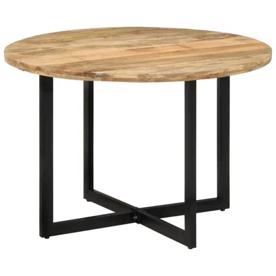 Vidaxl Dining Table Brown And Black Solid Mango Wood, Powder-coated Iron