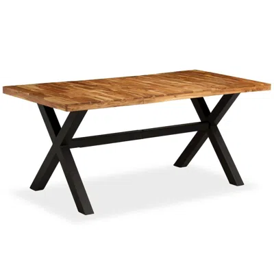 Vidaxl Dining Table Solid Acacia And Mango Wood 70.9"x35.4"x29.9", 245640 In Brown