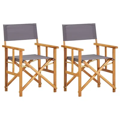 Vidaxl Director's Chairs 2 Pcs Solid Acacia Wood, 45947 In Gray