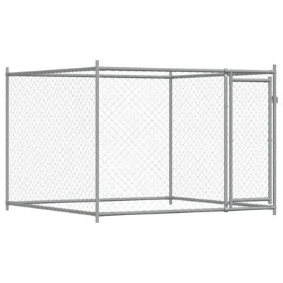 Vidaxl Dog Cage Grey Galvanized Steel 19.7 X 6.6 X 4.9 Ft Sturdy In Silver