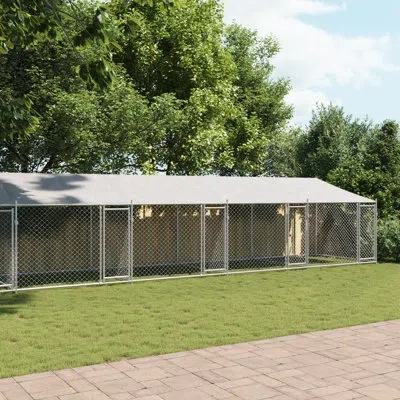 Vidaxl Dog Cage Grey Galvanized Steel 39.4 X 6.6 X 6.6 Ft Durable In Gray