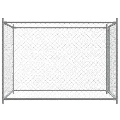 Vidaxl Dog Cage Grey Galvanized Steel 6.6x6.6x4.9 Ft Durable Dog Cage In Gray