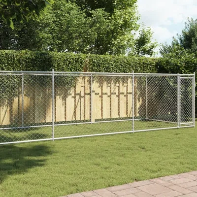 Vidaxl Dog Cage Grey Galvanized Steel 8x2x1.5 Meters Durable Dog Cage In Gray