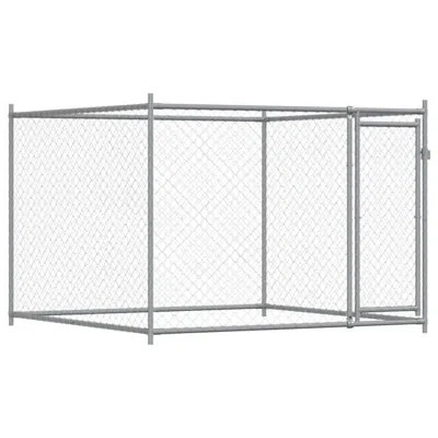 Vidaxl Dog Cage Grey Galvanized Steel Large Durable Dog Cage In Silver
