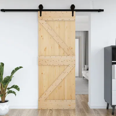 Vidaxl Door Narvik 27.6"x82.7" Solid Wood Pine In Black