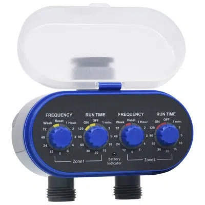 Vidaxl Double Outlet Water Timer With Ball Valves In Blue;gray