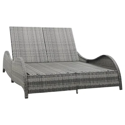 Vidaxl Double Sun Lounger With Cushion Poly Rattan Anthracite, 49495 In Gray
