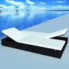 Vidaxl Double Sun Lounger With Cushion Poly Rattan Black, 41787