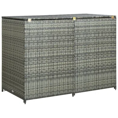 Vidaxl Double Wheelie Bin Shed Poly Rattan Anthracite 58.3"x30.3"x43.7", 46463 In Gray