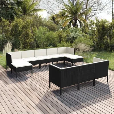 Vidaxl Eilerman 10 Piece Sofa Seating Group With Cushions In Black