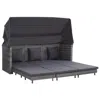 VIDAXL EXTENDABLE 3-SEATER SOFA BED WITH ROOF POLY RATTAN GRAY, 46077
