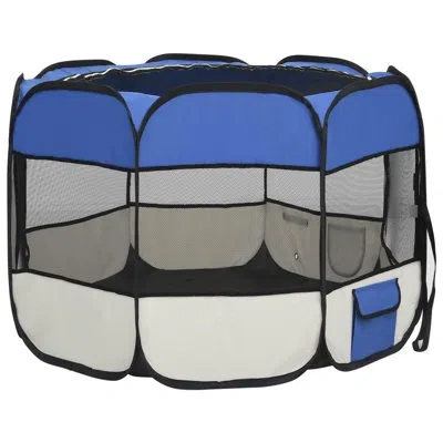 Vidaxl Fabric Exercise Pen In Blue,cream