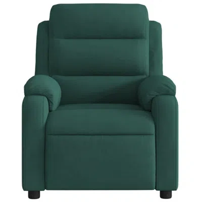 Vidaxl Fauteuil Inclinable De Massage Avec Massage Par Vibration À 6 Points, Bascule En Velours Réglable In Dark Green Velvet