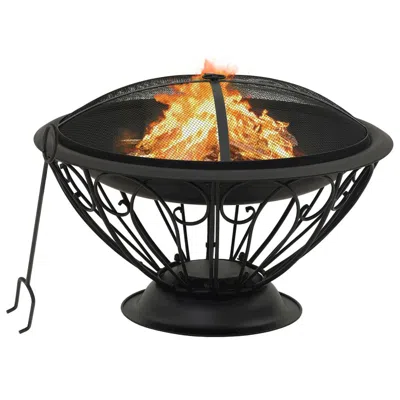 Vidaxl Fire Pit With Poker 29.5" Xxl Steel, 311895 In Black