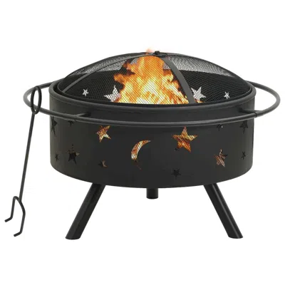 Vidaxl Fire Pit With Poker 29.9"xxl Steel, 311892 In Black