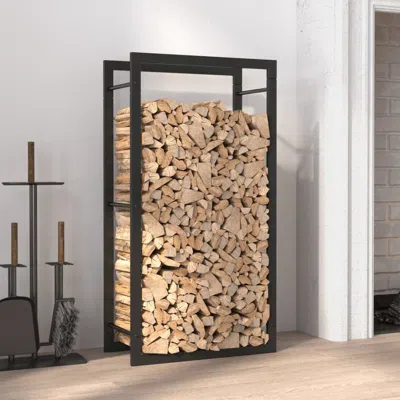 Vidaxl Firewood Rack Matt Black 19.7"x11"x37" Steel