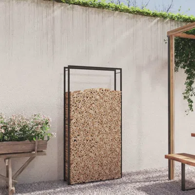 Vidaxl Firewood Rack Matt Black 43.3"x11"x84.3" Steel