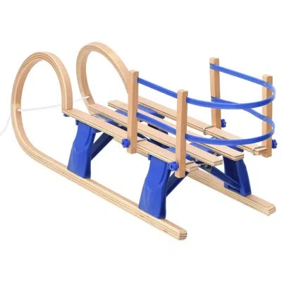 Vidaxl Foldable Sledge With Backrest 43.3" Plywood In Beige,blue