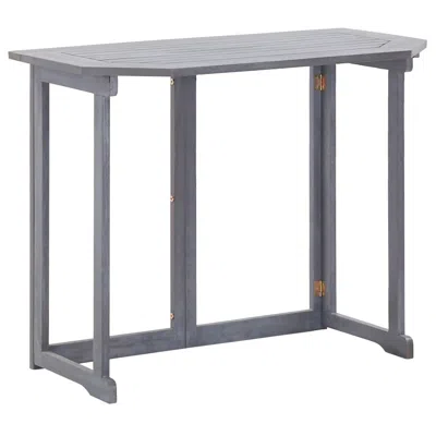 Vidaxl Folding Balcony Table 35.4"x19.7"x29.1" Solid Acacia Wood, 46326 In Gray