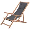 Vidaxl Folding Beach Chair Fabric And Wooden Frame Gray, 43997