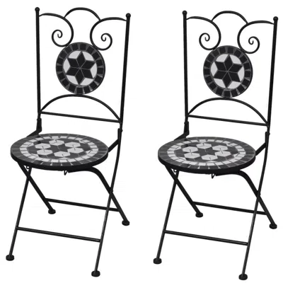 Vidaxl Folding Bistro Chairs 2 Pcs Ceramic Black And White, 41533