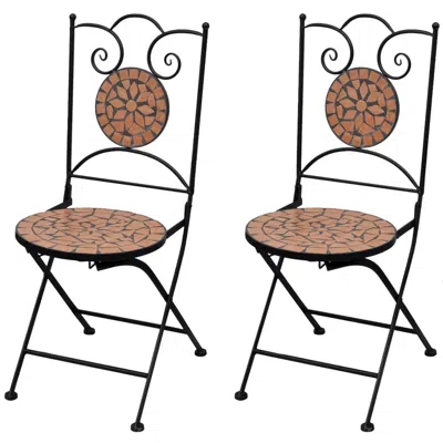 Vidaxl Folding Bistro Chairs 2 Pcs Ceramic Terracotta, 41529 In Neutral