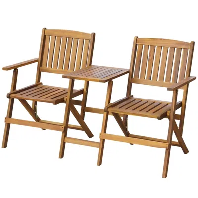 Vidaxl Folding Garden Bench With Tea Table 55.1â€ Solid Acacia Wood, 42654 In Gray