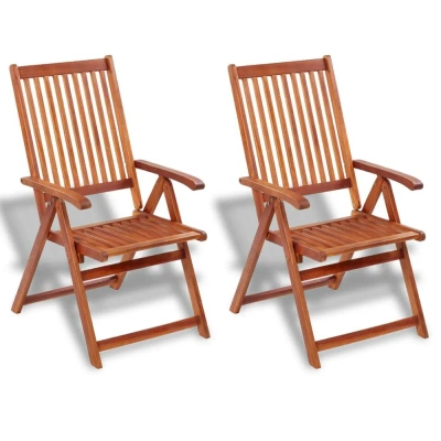 Vidaxl Folding Garden Chairs 2 Pcs Solid Acacia Wood Brown, 41820
