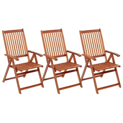 Vidaxl Folding Garden Chairs 3 Pcs Solid Acacia Wood, 310293 In Brown