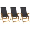 Vidaxl Folding Garden Chairs 3 Pcs With Cushions Solid Acacia Wood, 3064089