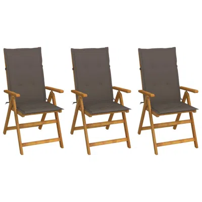 Vidaxl Folding Garden Chairs 3 Pcs With Cushions Solid Acacia Wood, 3064097 In Brown