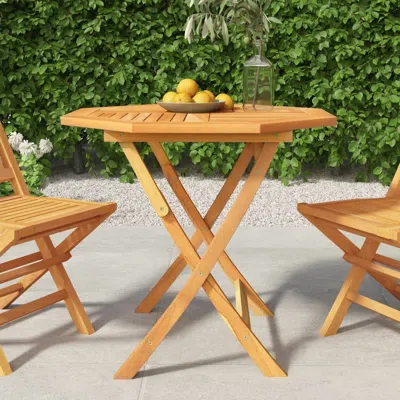 Vidaxl Folding Garden Table 33.5"x33.5"x29.9" Solid Teak Wood, 47418 In Neutral