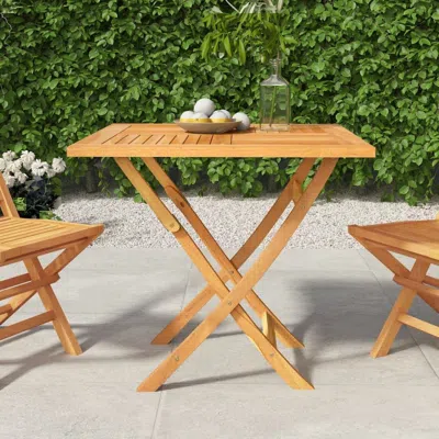 Vidaxl Folding Garden Table 33.5"x33.5"x29.9" Solid Teak Wood, 47419 In Neutral