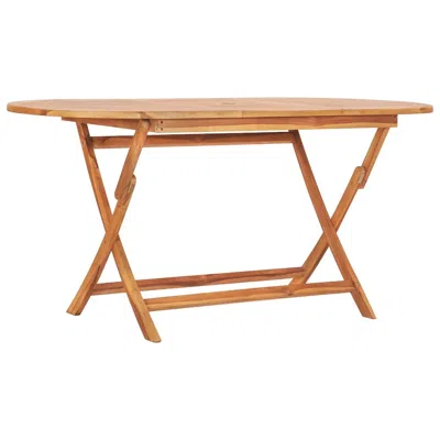 Vidaxl Folding Garden Table 62.9"x31.4"x29.5" Solid Teak Wood, 48998 In Brown