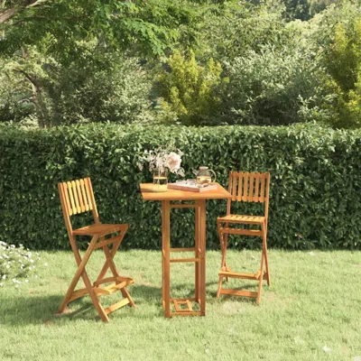Vidaxl Folding Patio Bar Stools 2 Pcs Solid Wood Acacia In Brown