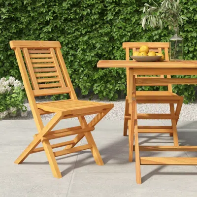 Vidaxl Folding Patio Chairs 2 Pcs 18.5"x24.8"x35.4" Solid Wood Teak In Brown
