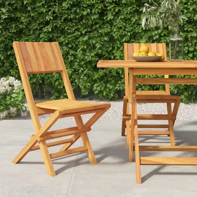 Vidaxl Folding Patio Chairs 2 Pcs 18.5"x24"x35.4" Solid Wood Teak In Brown