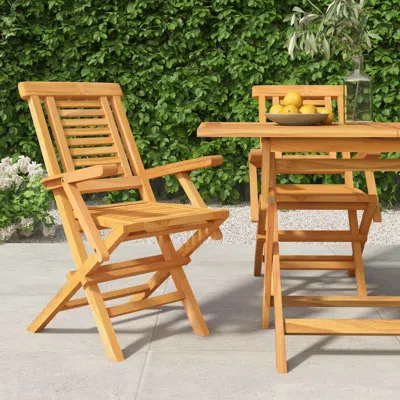 Vidaxl Folding Patio Chairs 2 Pcs 22"x24.8"x35.4" Solid Wood Teak In Brown