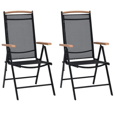 Vidaxl Folding Patio Chairs 2 Pcs Aluminum And Textilene Black