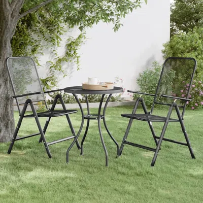 Vidaxl Folding Patio Chairs 2 Pcs Expanded Metal Mesh Anthracite In Gray