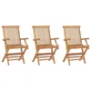 Vidaxl Folding Patio Chairs 3 Pcs Solid Teak Wood