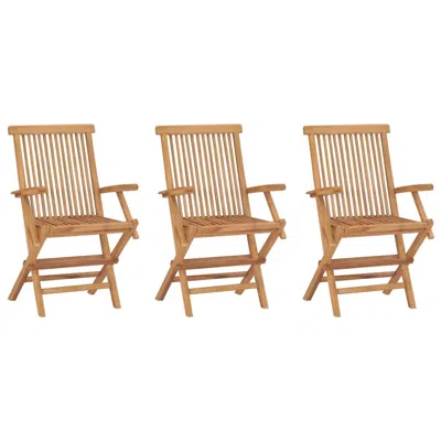 Vidaxl Folding Patio Chairs 3 Pcs Solid Teak Wood In Neutral