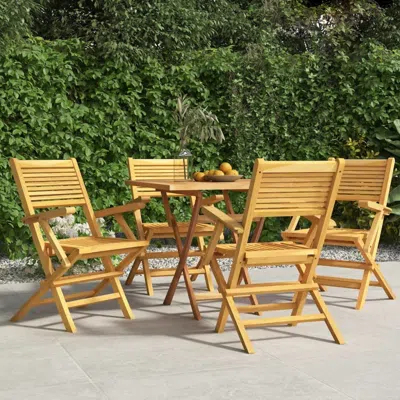 Vidaxl Folding Patio Chairs 4 Pcs 21.7"x24.4"x35.4" Solid Wood Teak In Brown