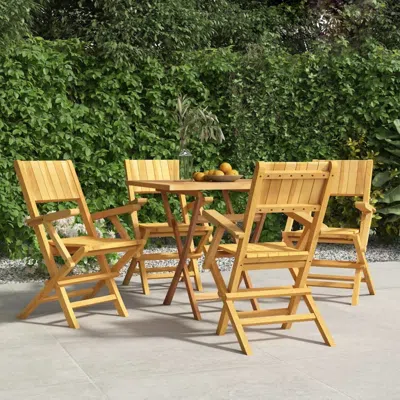 Vidaxl Folding Patio Chairs 4 Pcs 21.7"x24"x35.4" Solid Wood Teak In Brown